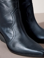 Navy Metallic Signature Leather Forever Comfort® Western Cowboy Boots - Image 6 of 6