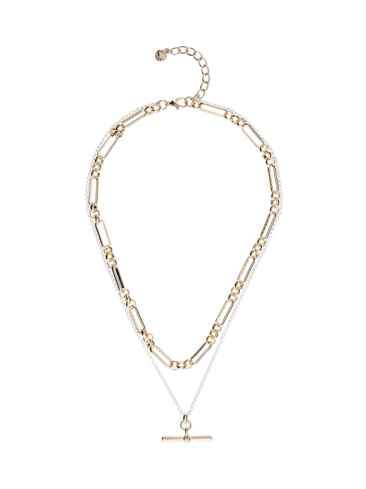 Mint Velvet Gold Mixed Metal Layered Necklace - Image 1 of 3