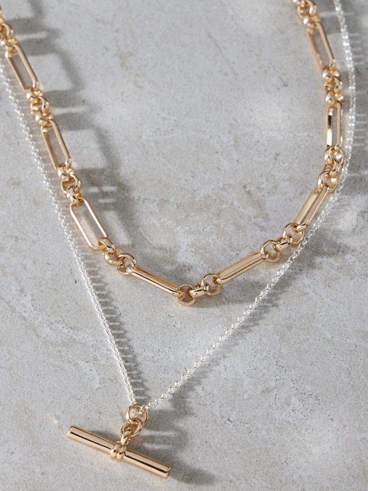 Mint Velvet Gold Mixed Metal Layered Necklace - Image 2 of 3