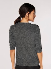 Apricot Black Sparkle Over Wrap Top - Image 2 of 4