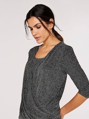 Apricot Black Sparkle Over Wrap Top - Image 3 of 4