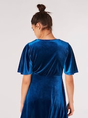 Apricot Blue Angel Sleeve Velvet Dress - Image 2 of 5
