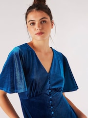 Apricot Blue Angel Sleeve Velvet Dress - Image 5 of 5