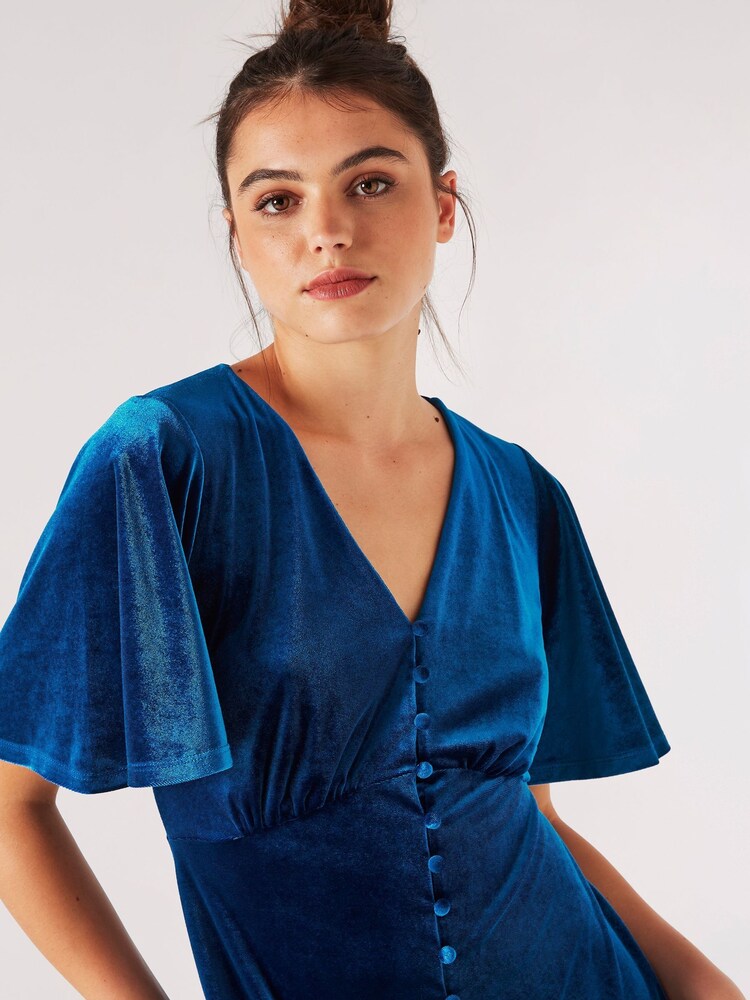Apricot Blue Angel Sleeve Velvet Dress - Image 5 of 5