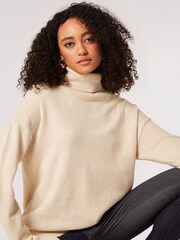 Apricot Natural Simple Side Zip Roll Neck Natural Jumper - Image 3 of 4