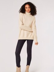 Apricot Natural Simple Side Zip Roll Neck Natural Jumper - Image 4 of 4
