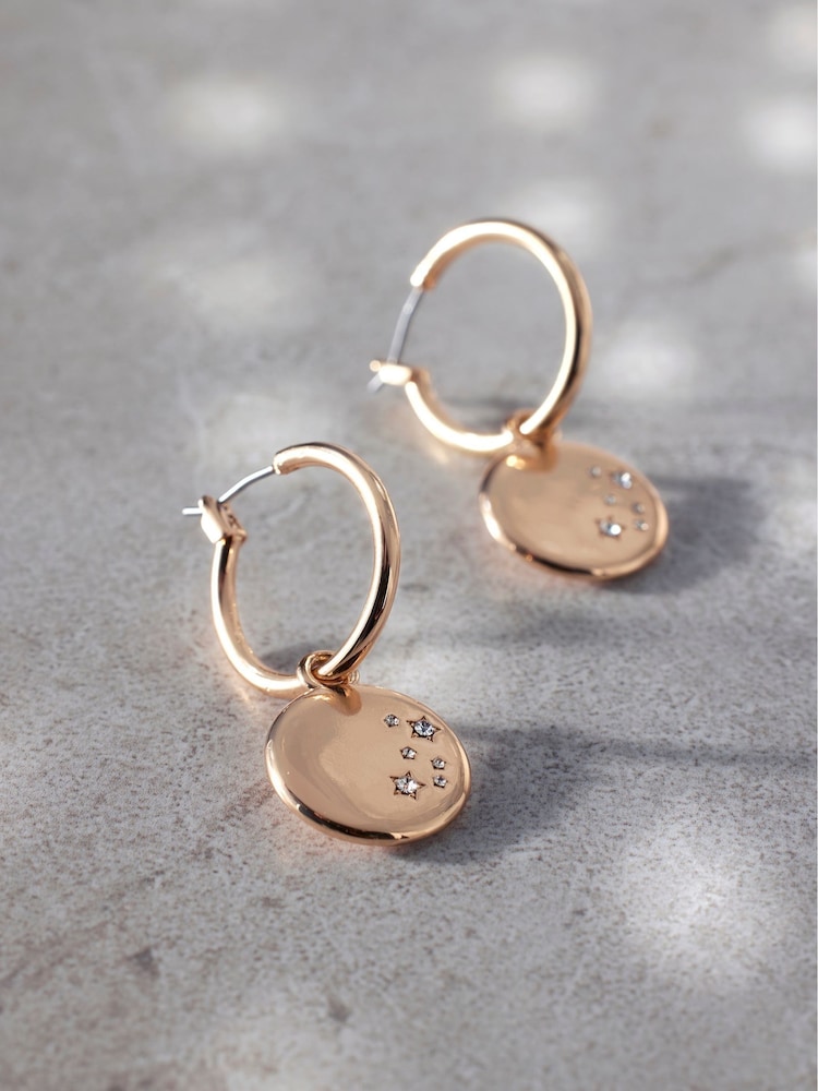 Mint Velvet Gold Tone Starburst Drop Hoops - Image 1 of 4