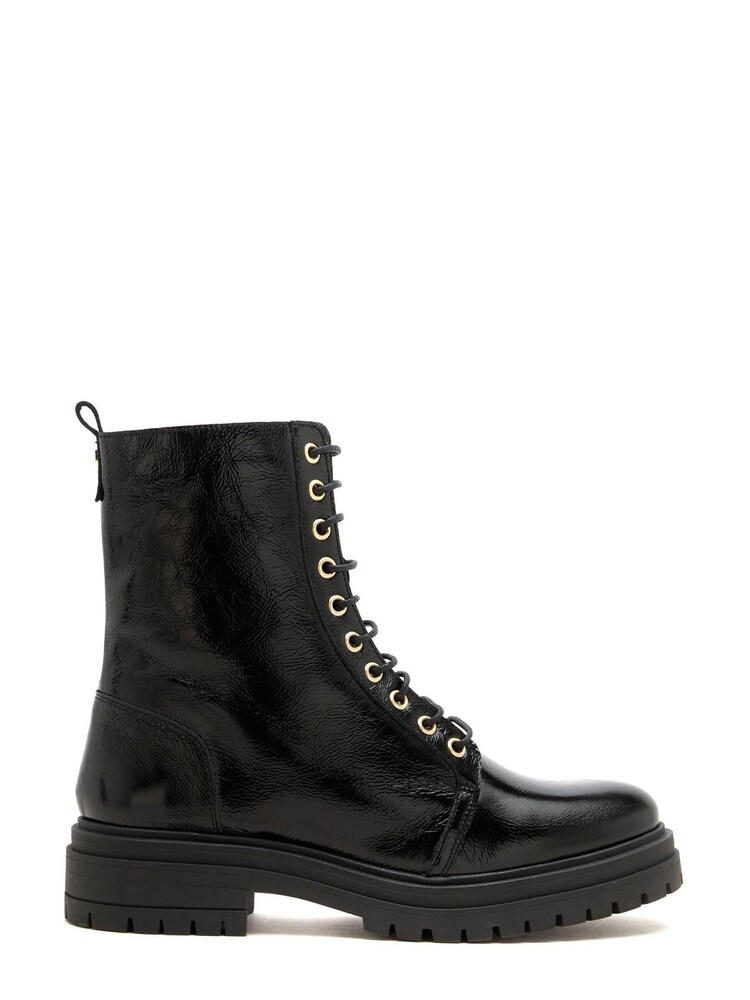 Mint Velvet Black Patent Biker Boots - Image 1 of 2
