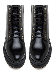 Mint Velvet Black Patent Biker Boots - Image 2 of 2