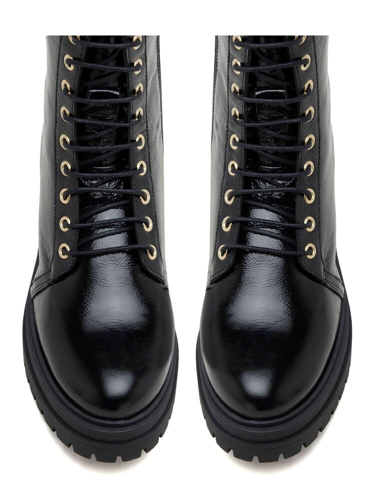 Mint Velvet Black Patent Biker Boots - Image 2 of 2