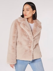 Apricot Natural Short Opulent Faux Fur Coat - Image 1 of 5