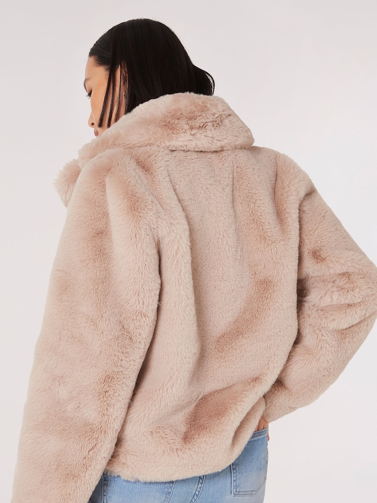 Apricot Natural Short Opulent Faux Fur Coat - Image 2 of 5