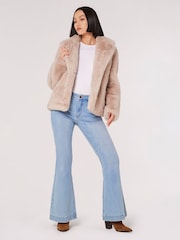 Apricot Natural Short Opulent Faux Fur Coat - Image 3 of 5