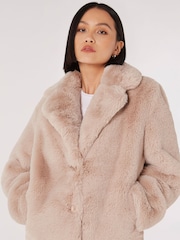 Apricot Natural Short Opulent Faux Fur Coat - Image 4 of 5