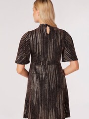 Apricot Brown Angel Sleeve Empire Sparkle Dress - Image 2 of 5
