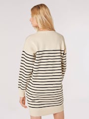 Apricot Natural Stripe Crew Neck Jumper Dress - Image 2 of 4