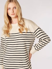 Apricot Natural Stripe Crew Neck Jumper Dress - Image 4 of 4