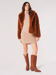 Apricot Orange Short Opulent Faux Fur Coat - Image 3 of 5