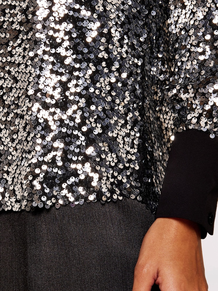 Apricot Silver Sequin Button Down Blouses - Image 5 of 5