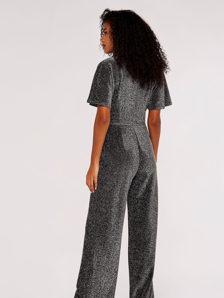 Apricot Silver Sparkle Angel Sleeve Jumpsuit - Image 2 of 5