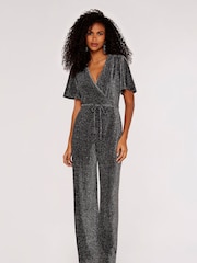 Apricot Silver Sparkle Angel Sleeve Jumpsuit - Image 3 of 5