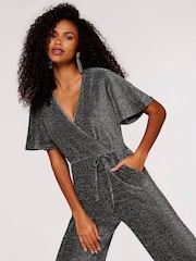 Apricot Silver Sparkle Angel Sleeve Jumpsuit - Image 4 of 5