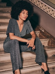 Apricot Silver Sparkle Angel Sleeve Jumpsuit - Image 5 of 5