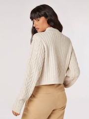 Apricot Cream Cable Knit Wrap Over Mock Neck Jumper - Image 3 of 4