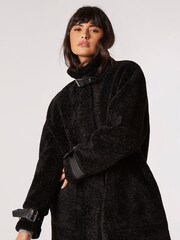Apricot Black Borg Oversized Coat - Image 2 of 4