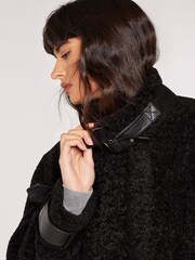 Apricot Black Borg Oversized Coat - Image 4 of 4