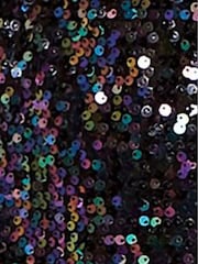 Apricot Black Sequin Puff Sleeve Tie Waist Dress - Image 6 of 6