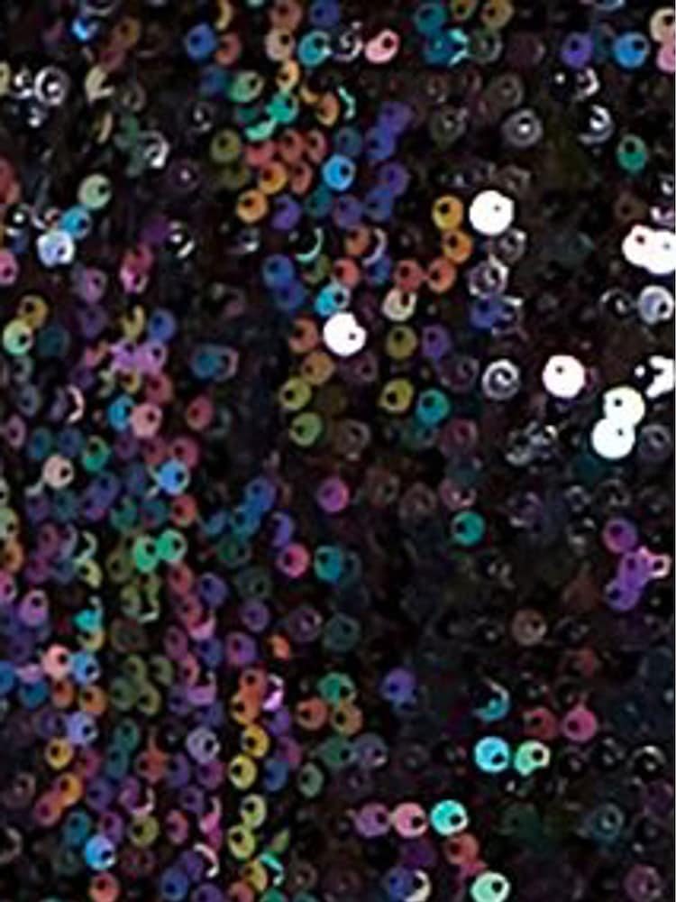 Apricot Black Sequin Puff Sleeve Tie Waist Dress - Image 6 of 6