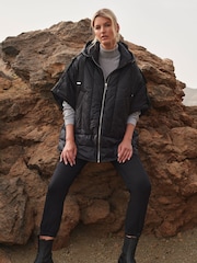 Apricot Black Light Weight Oversized Hooded Jacket - Image 1 of 6