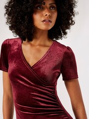 Apricot Red Velvet Side Rouged Dress - Image 5 of 5