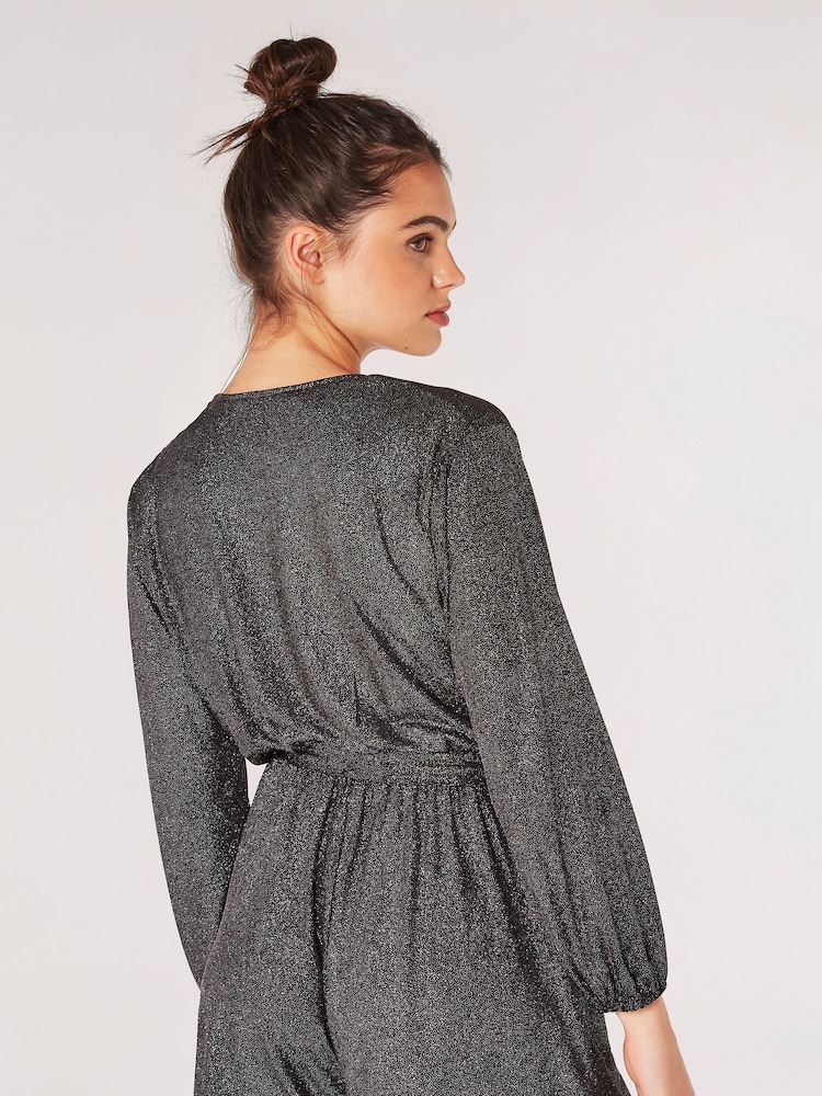 Apricot Black Glitter Wrap Playsuit - Image 2 of 4