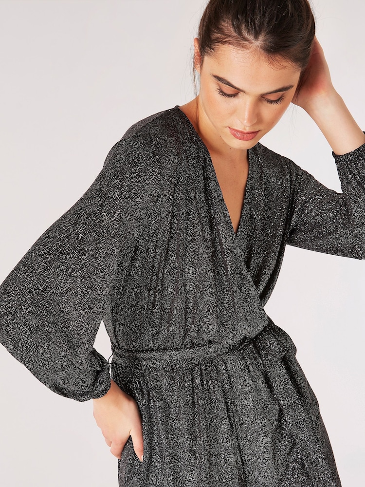 Apricot Black Glitter Wrap Playsuit - Image 4 of 4