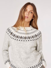 Apricot Grey Fairisle Pattern Gem Jumper - Image 2 of 5