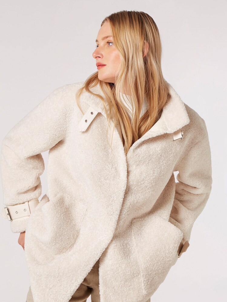 Apricot Cream Borg Oversized Coat - Image 1 of 1