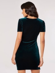 Apricot Green Velvet Side Rouged Dress - Image 2 of 4