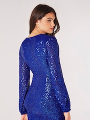 Apricot Blue Sequin X-Over Bodycon Dress - Image 3 of 4