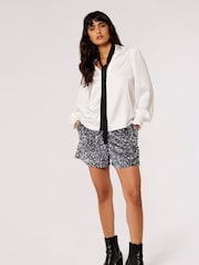 Apricot Silver Velvet Sequin Shorts - Image 3 of 6