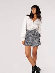 Apricot Silver Velvet Sequin Shorts - Image 4 of 6