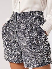 Apricot Silver Velvet Sequin Shorts - Image 5 of 6
