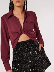 Apricot Black Velvet Sequin Shorts - Image 4 of 5