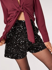 Apricot Black Velvet Sequin Shorts - Image 5 of 5