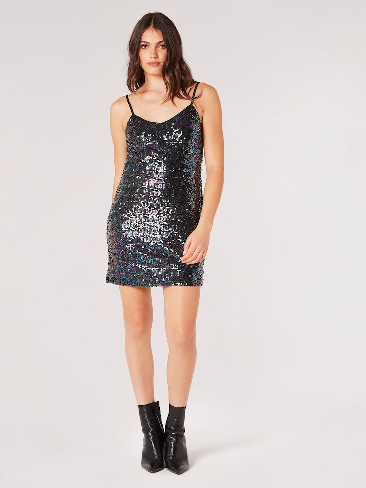 Apricot Multi Rainbow Sequin Cami Dress - Image 1 of 5