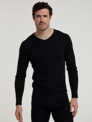 Mountain Warehouse Black Mens Merino V-Neck Thermal Top - Image 1 of 1