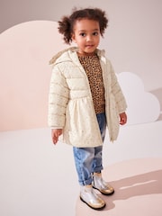 Cream Shower Resistant Foil Skirted Coat (3mths-7yrs) - Image 1 of 13