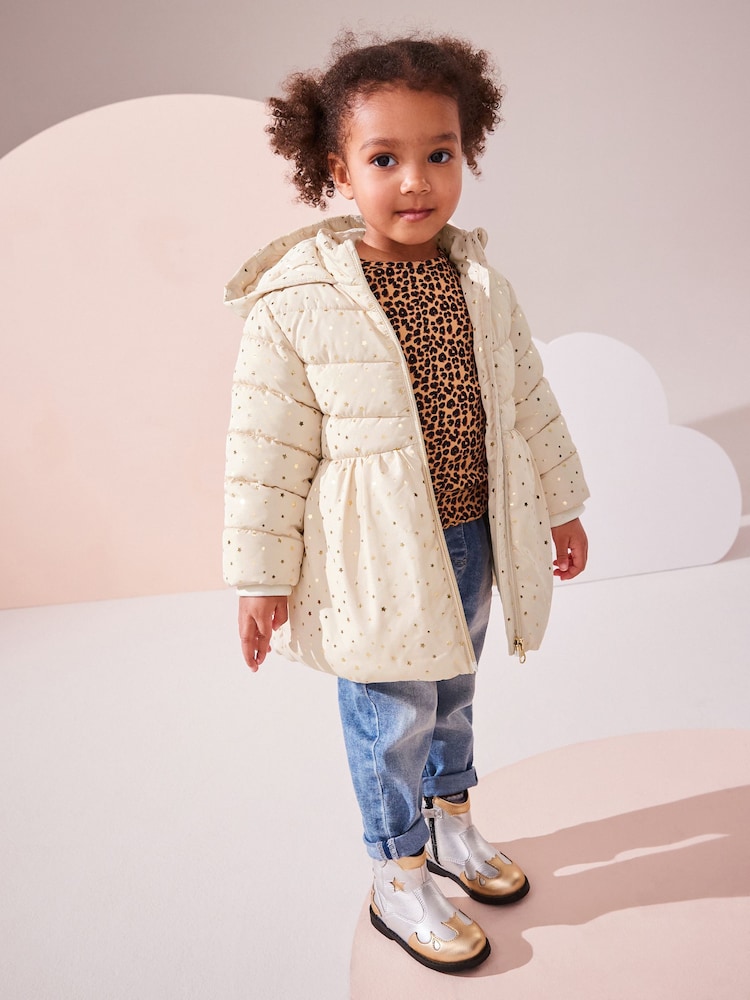 Cream Shower Resistant Foil Skirted Coat (3mths-7yrs) - Image 1 of 13