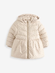 Cream Shower Resistant Foil Skirted Coat (3mths-7yrs) - Image 6 of 13